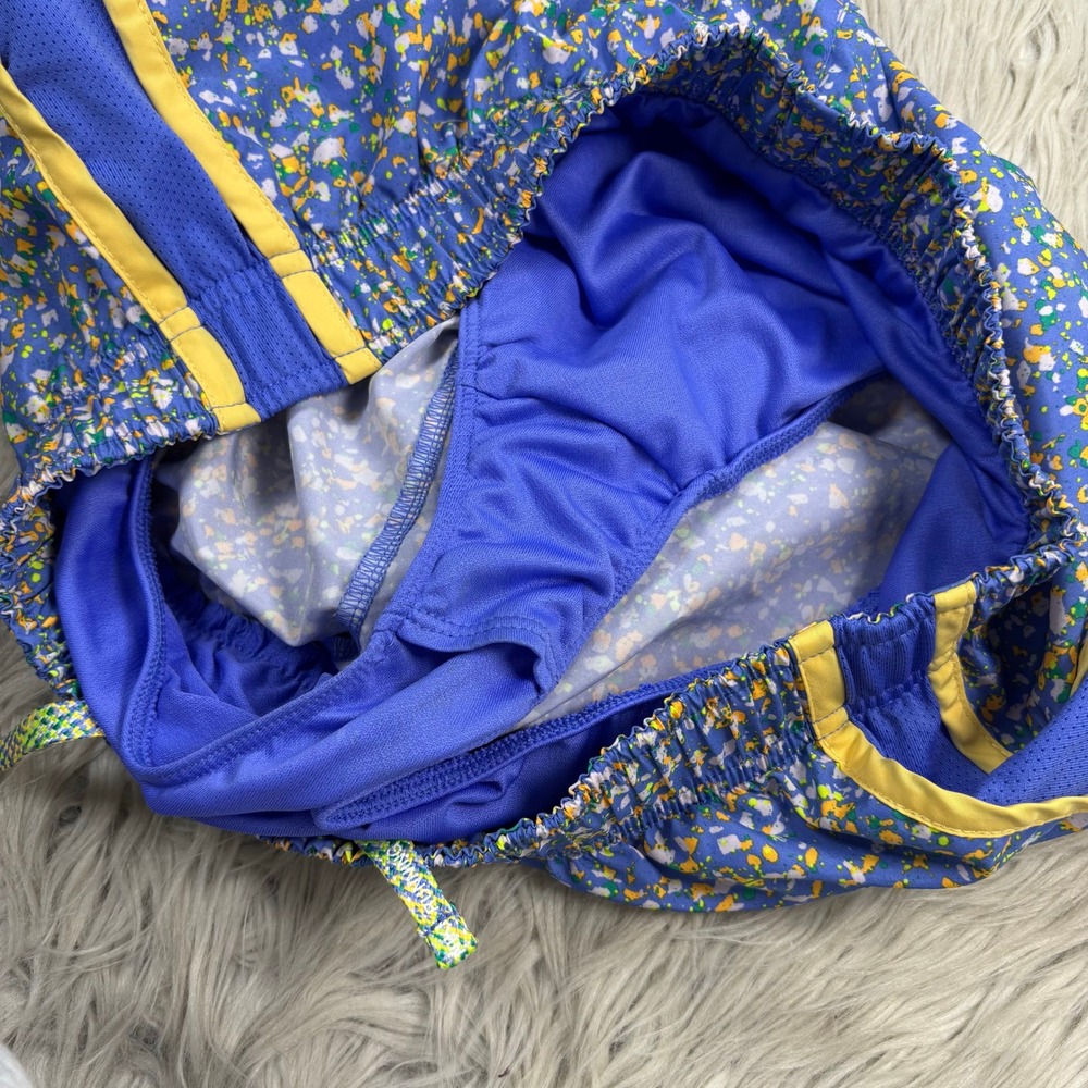 Nike Women's S Blue Yellow Floral Dri-FIT Tempo Icon Clash Running Shorts Gym - Picture 5 of 8
